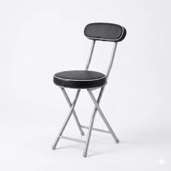 Atad Round Folding Padded Chair, Black – Comfortable, Durable & Easy to Carry
