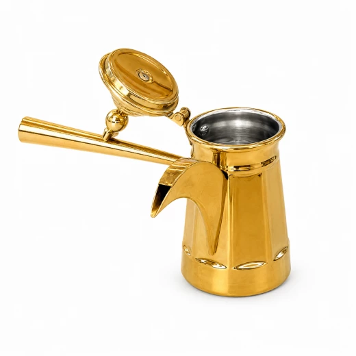 ATAD Premium Gold Arabic Coffee Server (Medium Size) – Luxury Polished Hospitality Pourer with Lid & Long Handle - Atad - Image 2