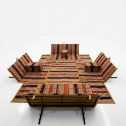 Atad Arabic Floor Seating Set with Backrests + 4 Cushions + 2×3m Carpet