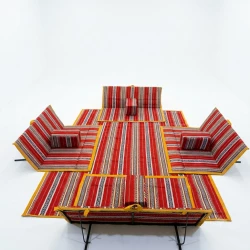 Atad Arabic Floor Seating Set with Backrests + 4 Cushions + 2×3m Carpet