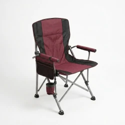 ATAD Fisherman Heavy-Duty Folding Chair in Burgundy - Portable Outdoor Fishing & Camping Chair with Cup Holder & Side Pocket (120 Kg Capacity)