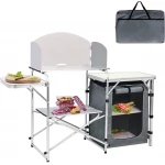 Atad Foldable Kitchen Table with Storage Cabinets & Heat-Resistant Surface – Portable for Camping & Outdoor Use - Atad