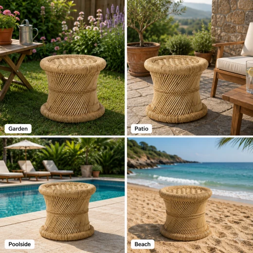 Atad Round Rattan Side Table – Elegant Natural Design for Indoor & Outdoor Use - Atad - Image 3