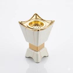مبخرة رخام فاخرة مقاس 8×8×14 سم بتفاصيل مذهبة – تصميم عصري أنيق للعود والبخور من عتاد
