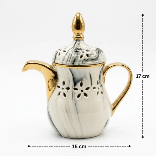 مبخرة رخام بشكل دلة عربية مذهبة – تصميم تراثي فاخر للعود والبخور من عتاد - عتاد - Image 2