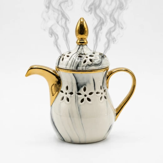 مبخرة رخام بشكل دلة عربية مذهبة – تصميم تراثي فاخر للعود والبخور من عتاد - عتاد - Image 4
