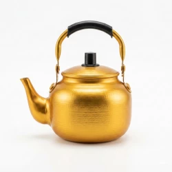 ATAD Premium 750ml (0.75L) Authentic Gold-Yellow Aluminum Tea Pot – Mini Camping & Hospitality Kettle