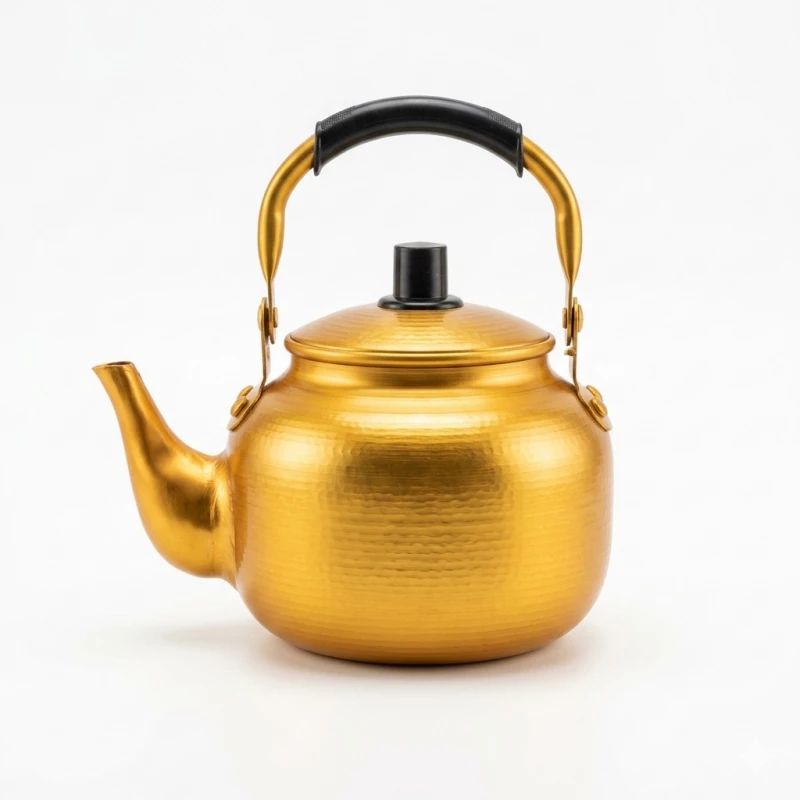 ATAD Premium 750ml (0.75L) Authentic Gold-Yellow Aluminum Tea Pot – Mini Camping & Hospitality Kettle - Atad