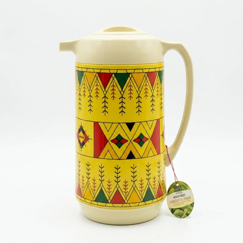 ATAD Premium 1-Liter Yellow Thermal Flask Dallah with Traditional Sadu Patterns – Luxury Heritage Coffee & Tea Vacuum Thermos - Atad