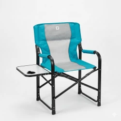 Atad Luxury Executive Folding Chair with Side Table - Supports Up to 220kg, Comfortable & Elegant Design, Blue