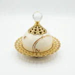 Atad 13cm Marble Incense Burner with Crystal Lid – Elegant Luxury Bakhoor Holder - Atad