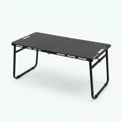 ATAD Large Family Folding Iron Camping Table – Matte Black Heavy-Duty Portable Outdoor Table (48×104×45 cm)