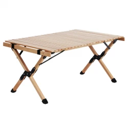 Atad Wooden Roll Top Folding Camping Table 90×60×45cm, lightweight and practical design with durable weather resistant surface
