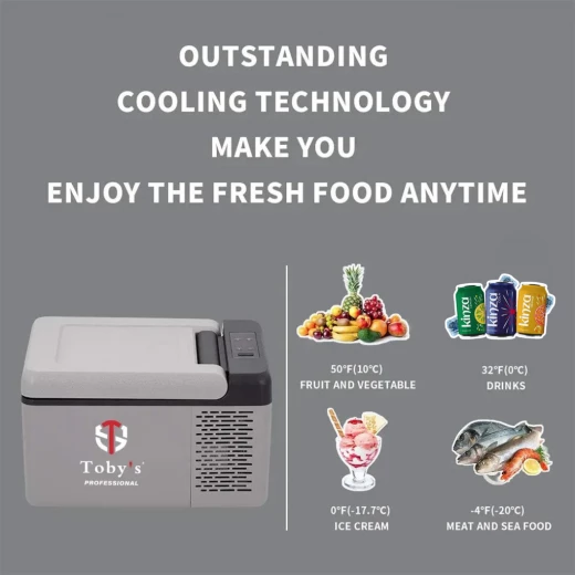 TOBY'S 9 Liter Portable Mini Car Freezer & Refrigerator – 10 Quart 12V/24V DC Fast Cooling Electric Cooler for Outdoor Camping, RV & Trucks - Tobys - Image 2