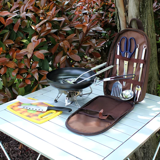 ATAD 7-Piece Portable Camp Kitchen Cooking Utensil Set with Travel Organizer Bag - Stainless Steel Outdoor BBQ & Camping Cookware Kit - Atad - Image 2
