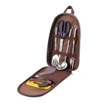 ATAD 7-Piece Portable Camp Kitchen Cooking Utensil Set with Travel Organizer Bag - Stainless Steel Outdoor BBQ & Camping Cookware Kit - Atad