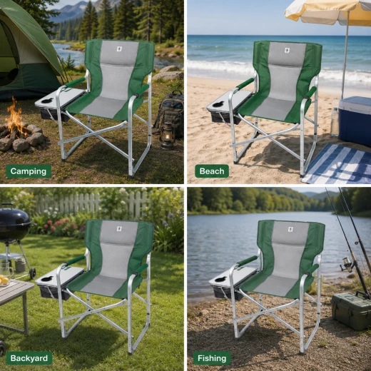 Atad Premium Executive Aluminum Folding Chair with Side Table & Storage Organizer - Lightweight, Durable & Supports 135+ kg - Atad - Image 2