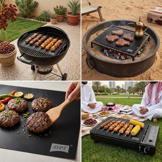 ATAD 5-Piece Non-Stick Flexible Fiberglass BBQ Grill Mat Set (40 x 33 cm) – Heat-Resistant PTFE Teflon Coated Reusable Grilling Sheets for Charcoal Grills, Ovens & Camp Cooking  - Atad - Image 6