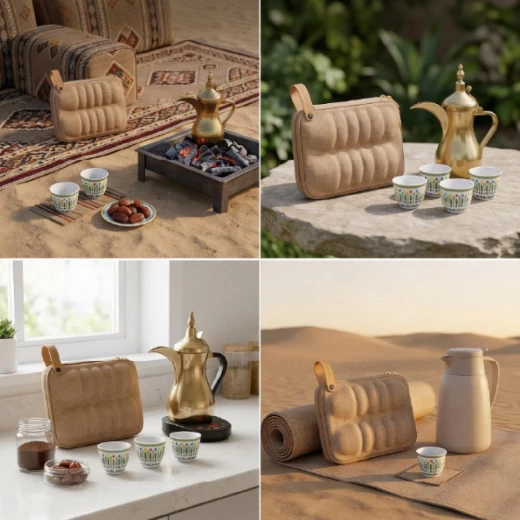 طقم فناجيل قهوة بالنقش العسيري 12 فنجان 15×19.3×7.3 سم – حماية قوية وتنقل سهل بتصميم عملي وأنيق من عتاد - عتاد - Image 2