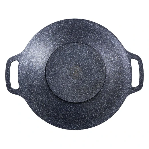 ATAD 34cm Non-Stick Cast Aluminum Fry Pan with Double Marble Coating (Black) – Induction-Compatible Wide Skillet with Ergonomic Handle for Gas, Electric, Ceramic & Camp Stoves  - Atad - Image 3