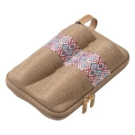 ATAD Shockproof & Water-Resistant Tea Glasses Case (12 Pcs) – Hard Shell EVA Construction with Spandex Lining (15 x 22 x 7.2 cm) Wooden Tone with Traditional Agate Pattern - Atad