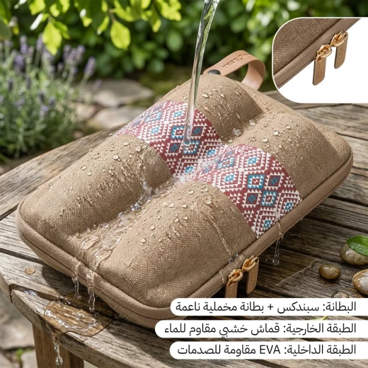 ATAD Shockproof & Water-Resistant Tea Glasses Case (12 Pcs) – Hard Shell EVA Construction with Spandex Lining (15 x 22 x 7.2 cm) Wooden Tone with Traditional Agate Pattern - Atad - Image 3