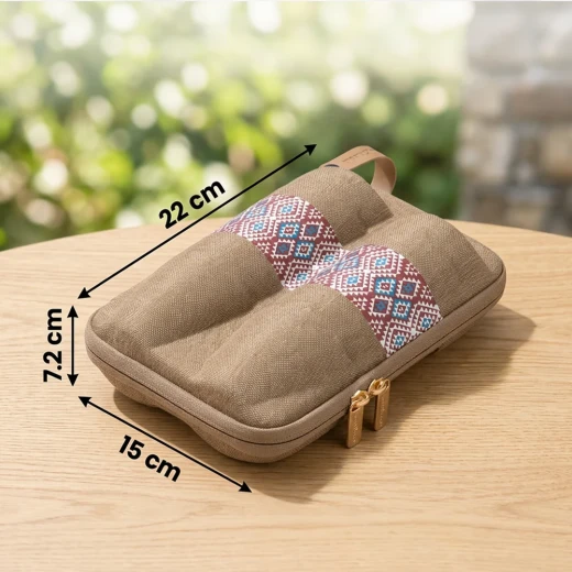 ATAD Shockproof & Water-Resistant Tea Glasses Case (12 Pcs) – Hard Shell EVA Construction with Spandex Lining (15 x 22 x 7.2 cm) Wooden Tone with Traditional Agate Pattern - Atad - Image 4