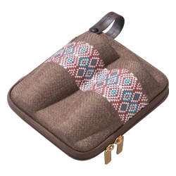 ATAD Shockproof & Water-Resistant Tea Glasses Case (8 Pcs) – Hard Shell EVA Construction with Soft Spandex Lining (15 x 17 x 7.2 cm) Agate Red with Oud Heritage Pattern