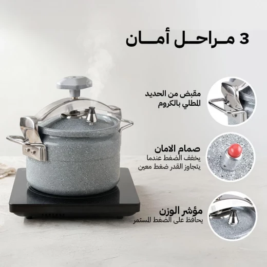 قدر ضغط ألومنيوم ثقيل مطلي سيراميك 7 لتر – طهي سريع وصحي سهل التنظيف ومقاوم للصدأ من عتاد - عتاد - Image 3