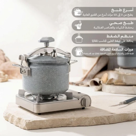 قدر ضغط ألومنيوم ثقيل مطلي سيراميك 7 لتر – طهي سريع وصحي سهل التنظيف ومقاوم للصدأ من عتاد - عتاد - Image 4