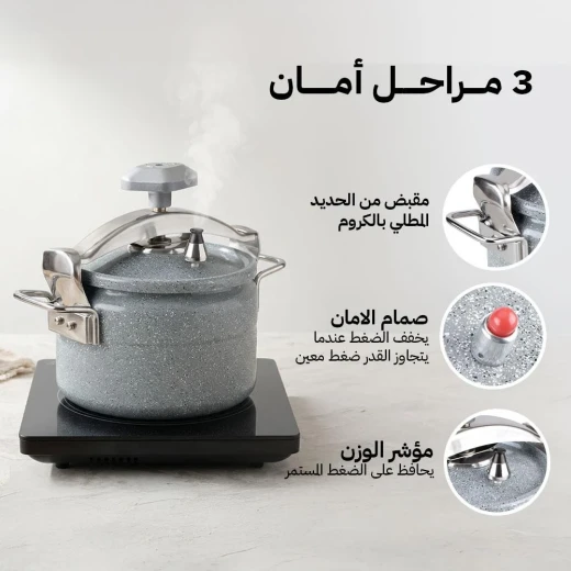 ATAD 9L Ceramic-Coated Heavy Aluminum Pressure Cooker – Non-Stick Medium Family & Camping Cooker with Safety Valves  - Atad - Image 4