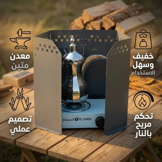ذراية نار معدنية قابلة للطي ومرتفعة مقاس 90 × 50 سم باللون الرمادي العملي – حاجز حماية موقد عالي للقدور الطويلة والكشتات البرية من عتاد - عتاد - Image 4