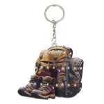 ATAD Travel-Themed Portable Keychain & Gift Pendant (7.5 x 8 cm, Yellow) – Stylish Outdoor Adventure Key Ring & Bag Accessory - Atad