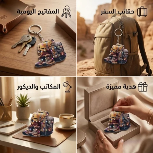 ATAD Travel-Themed Portable Keychain & Gift Pendant (7.5 x 8 cm, Yellow) – Stylish Outdoor Adventure Key Ring & Bag Accessory - Atad - Image 3