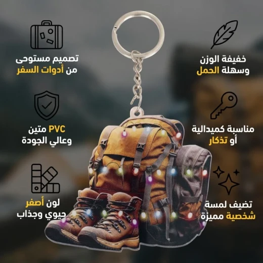 ATAD Travel-Themed Portable Keychain & Gift Pendant (7.5 x 8 cm, Yellow) – Stylish Outdoor Adventure Key Ring & Bag Accessory - Atad - Image 4
