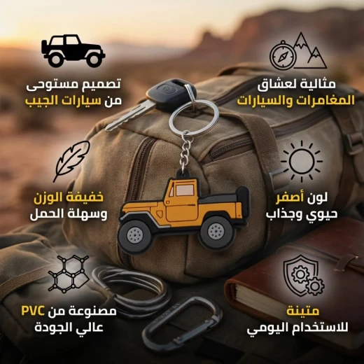 ATAD 2D Acrylic Jeep Keychain & Car Gift Pendant (5 x 3 cm, 5g, Yellow) – Lightweight & Durable Vehicle Key Ring & Bag Accessory - Atad - Image 4