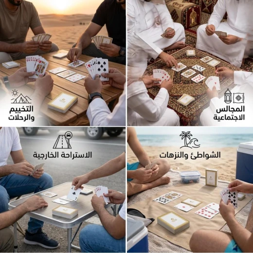 ورق لعب بلاستيك بي في سي عالي الجودة مقاوم للماء مقاس 88 × 63 مم (55 ورقة) – شدّة بلوت وكوتشينة متينة ومقاومة للطي وجاهزة للتوزيع في الرحلات والمجالس من عتاد  - عتاد - Image 4