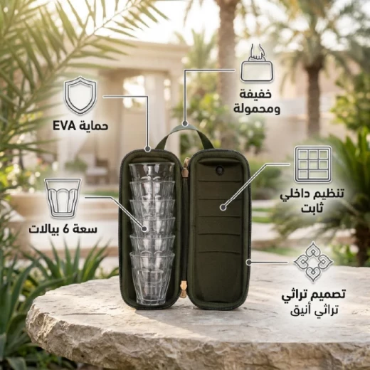 Atad Shock-Resistant Tea Glass Carry Bag Set for 6 Pieces – Water-Resistant Traditional Organizer for Safe Travel & Storage - Atad - Image 6