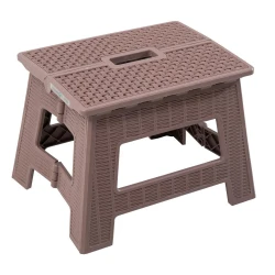 ATAD Portable Foldable Plastic Step Stool & Camp Chair (Supports up to 100 kg, Brown) – Lightweight & Compact Outdoor Seating for Camping, Beaches & BBQs