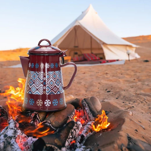Atad Traditional Enamel Coffee Pot 2.4L – Large Capacity, Heritage Design, Comfortable Side Handle - Atad - Image 2