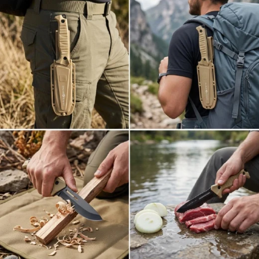 ATAD Heavy-Duty Folding Hunting & Pocket Knife (25 cm Overall, 11.8 cm Blade, 3 mm Thickness, Black) – Rugged Outdoor Utility Tool for Overlanding, Camping & Tough Field Tasks - Atad - Image 6