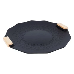 ATAD 40cm Deep Non-Stick Cast Aluminum Fry Pan with Double Coating & Detachable Wooden Handle (Black) – Extra-Large Skillet for Family Feasts, Saudi Cuisine & Rice Dishes 