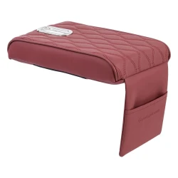 ATAD Compact Red Leather Car Armrest Pad & Organizer (32 x 17 cm) – Ergonomic Center Console Cushion with Tissue Holder & Phone Pocket