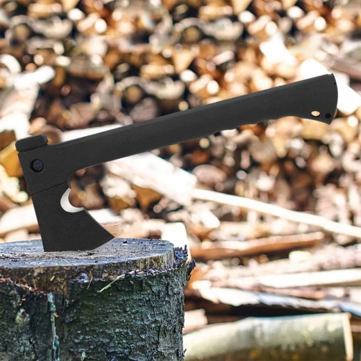 ATAD Multi-Tool Outdoor Camping Hand Axe Combo Kit – 36 cm Hatchet with 30 cm Saw Blade, Fire Starter Flint, Whistle, Hammer & Plastic Sheath for Wilderness & Survival - Atad - Image 5