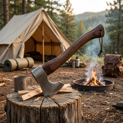 ATAD Classic Hand Chopping Hatchet – Forged Carbon Steel Head with Premium Ergonomic Wooden Handle for Camping, Wood Splitting & Wilderness Survival - Atad - Image 5