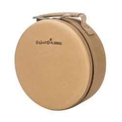 ATAD Upgraded Circular Caddy Case for 10 Arabic Coffee Cups (Piyala) – Water-Resistant Oxford Fabric with PVC Lining & Reinforced Top Handle (8 x 21 x 21 cm) Khaki Color 