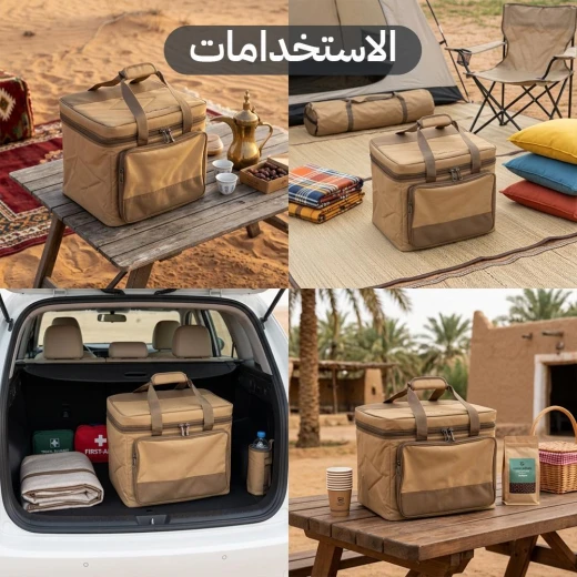 حقيبة عزبة جدة الكبيرة للرحلات – مقاس واسع (43 × 32 × 36 سم) قابلة للطي لعدة البر كاملة مع بطانة بي في سي وحزام كتف (لون كاكي) من عتاد - عتاد - Image 2
