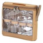 ATAD 8-Piece Large Travel Spice Jar Set with Khaki Waterproof Oxford Bag – Comprehensive Overlanding & Family Camping Seasoning Organizer  - Atad