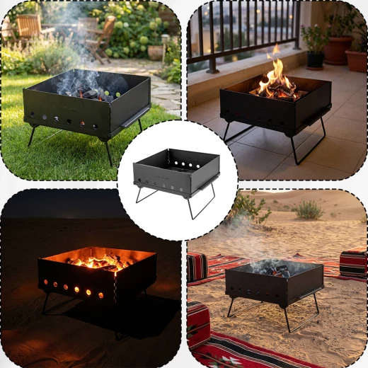Atad Foldable Hexagonal Charcoal Grill 35×35cm with Carry Bag – High Heat Resistant - Atad - Image 4
