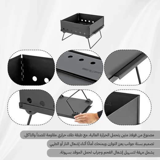 Atad Foldable Hexagonal Charcoal Grill 35×35cm with Carry Bag – High Heat Resistant - Atad - Image 6